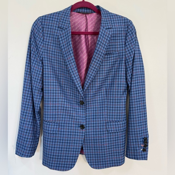 tom james Jackets & Blazers - Tom James $1500 custom Blue Plaid Women’s Tailored Blazer never worn bespoke